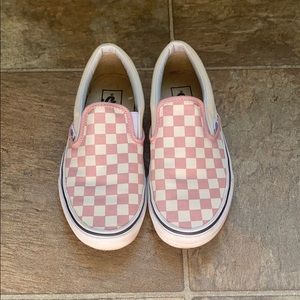Vans pink checkered slip-ons